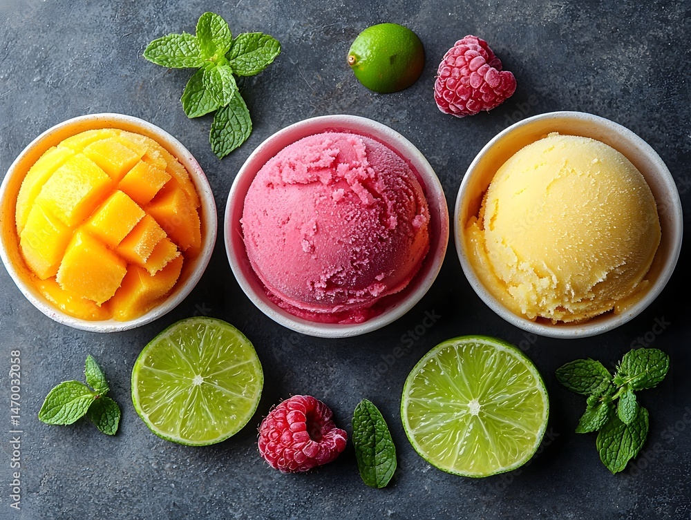 A Vibrant Trio of Refreshing Fruit Sorbets