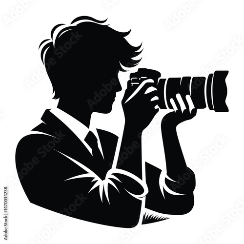 Professional Cameraman Silhouette in Monochrome