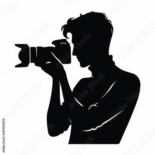 Black Silhouette Design of Nature Photographer