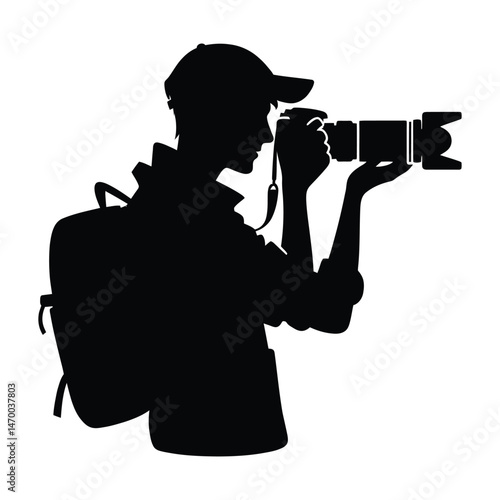 Photographer Silhouette Focusing Through Camera