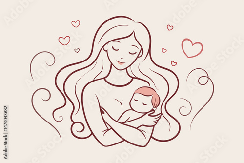 Tender Mother Holding Her Baby Sleeping Peacefully