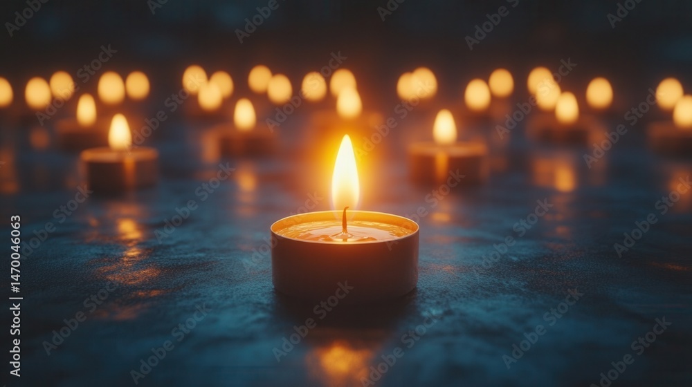 A scene with twelve candles, one flame glowing brightly, symbolizing the brilliance of a single creative and smart idea in a sea of unlit candles, against a dark background A scene with twelve candles, one flame glowing brightly, symbolizing the brilliance of a single creative and smart idea in a sea of unlit candles, against a dark background