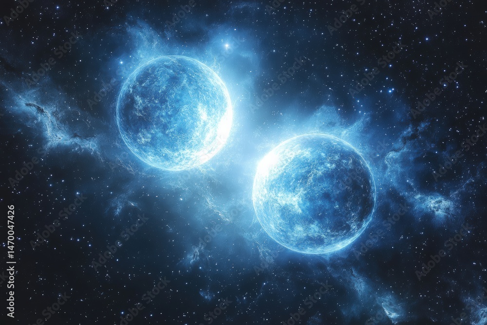 Celestial collision of twin stars cosmic realm digital outer space stunning view astrophysics Celestial collision of twin stars cosmic realm digital outer space stunning view astrophysics