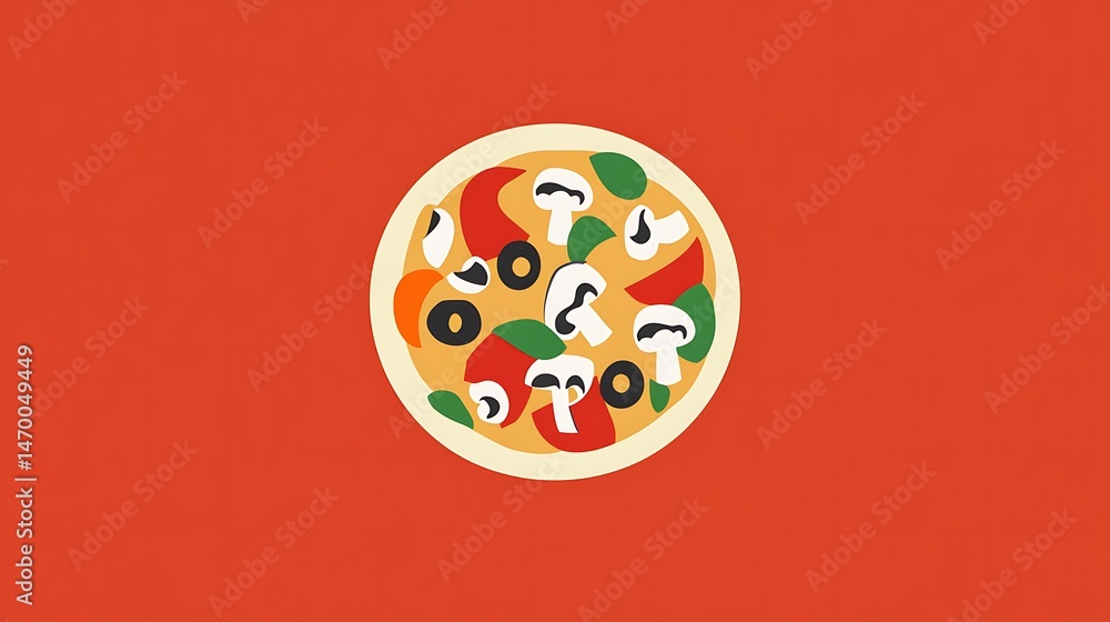 Obraz premium Delicious Veggie Pizza Top View.