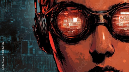 Close-up digital illustration of a futuristic character.