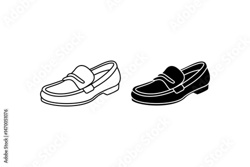 classic penny loafer shoes icon and outline