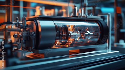 Machine in a factory setting illustrating the functionality of a thermoelectric generator and its industrial use