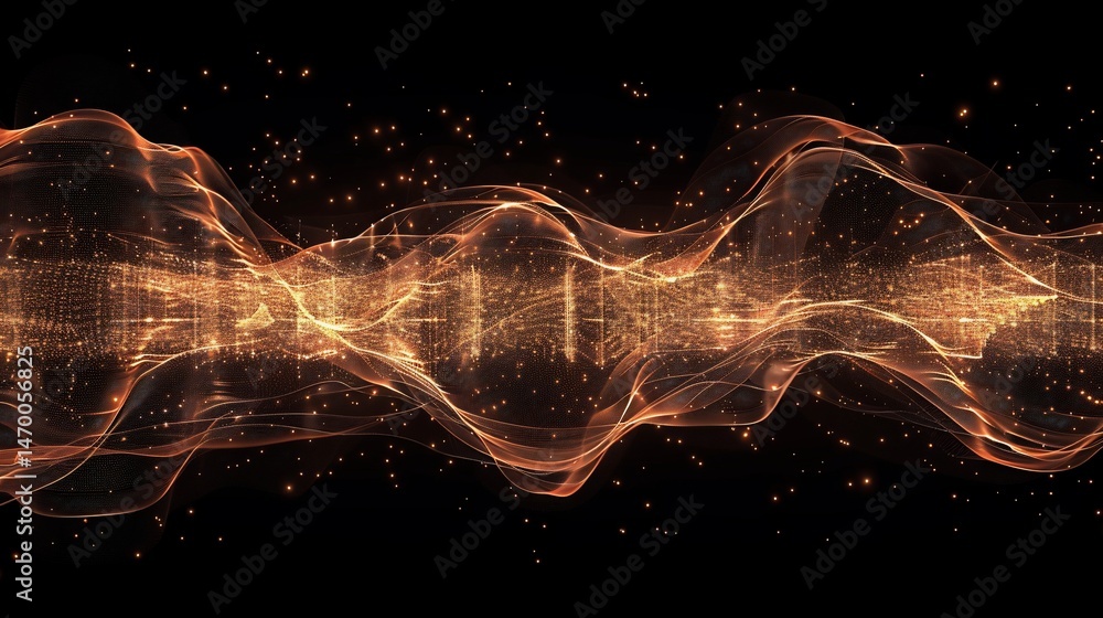 Obraz premium Abstract wave form design with glowing particles. Complex audio data visualization