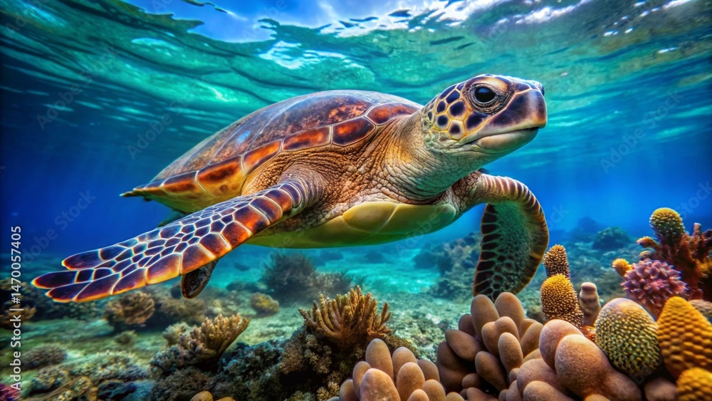 Fototapeta premium sea turtle swimming
