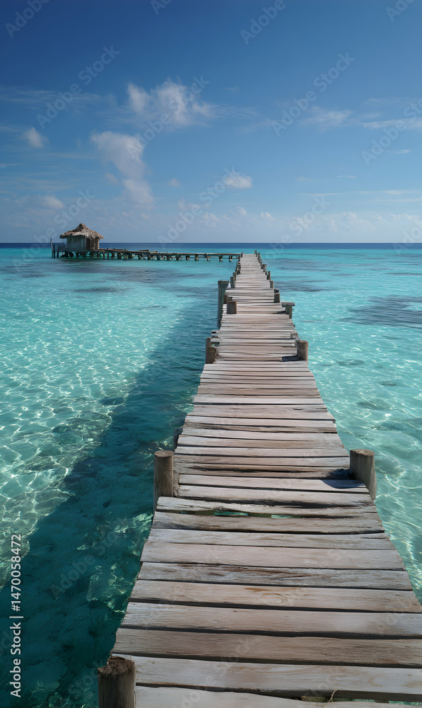 Fototapeta premium Pathway to tranquility over a stunning ocean scenery on a sunny summer day