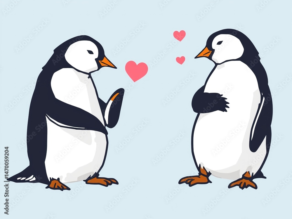 Obraz premium Adorable Penguin Couple Sharing a Sweet Affectionate Moment