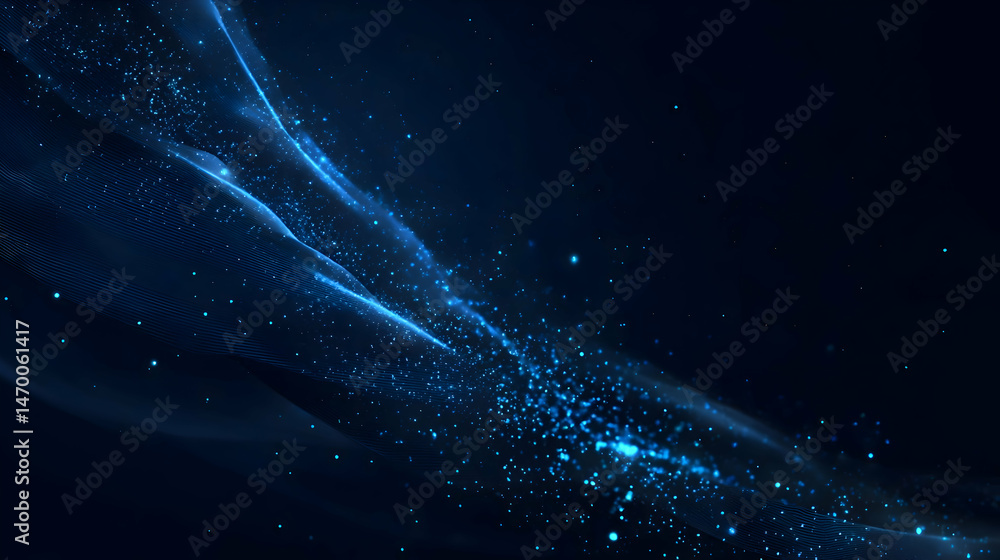 Fototapeta premium Blue Abstract Background with Glowing Particles