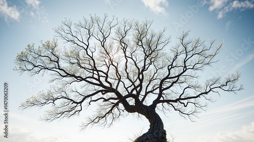 Majestic Deciduous Tree Silhouette Against a Clear Sky