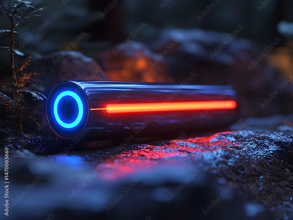 Glowing technological progress bar in the dark