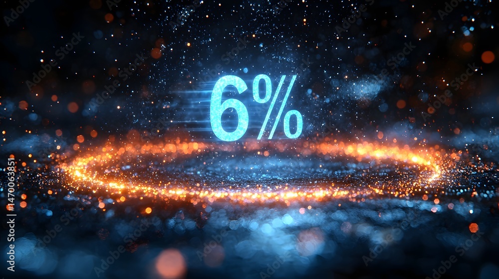 Futuristic holographic progress bar with digital numbers