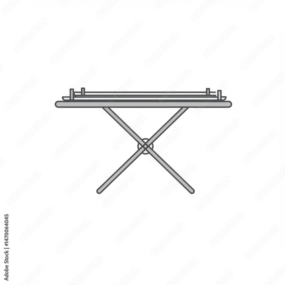 Grey Metal Ironing Board on White Background Grey Metal Ironing Board on White Background
