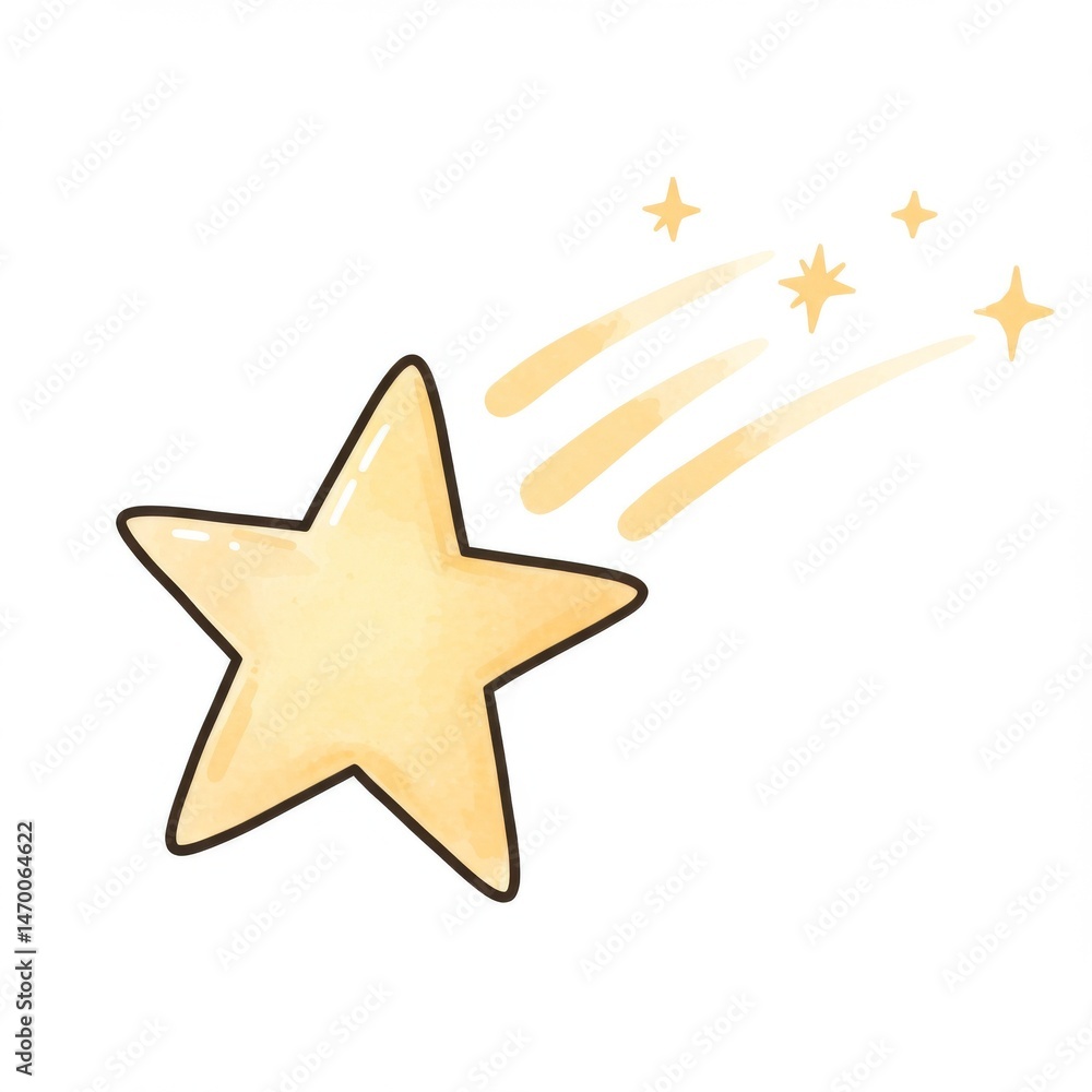 Obraz premium Pastel Yellow Shooting Star Illustration