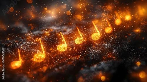 Obraz na płótnie Glowing Music Notes Progress w salonie