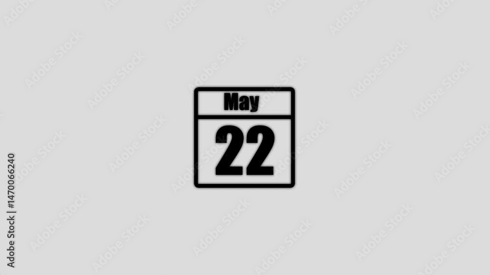 22 may calendar icon animation. Boost your productivity and impress clients with this sophisticated calendar animation. black color calendar on a white background. 22 may calendar icon animation. Boost your productivity and impress clients with this sophisticated calendar animation. black color calendar on a white background.