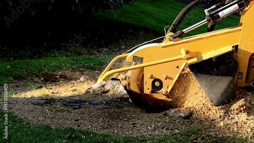Powerful Stump Grinder in Action, Efficient Tree Removal