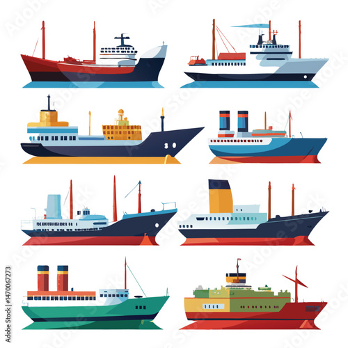 Nine classic Freighter arranged on a white background.