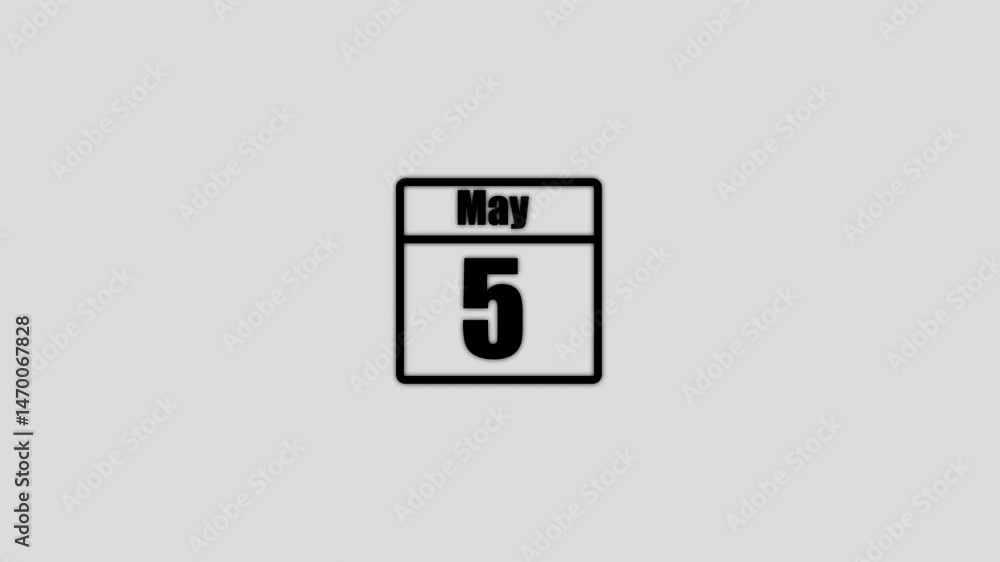 5 may calendar icon animation. Boost your productivity and impress clients with this sophisticated calendar animation. black color calendar on a white background. 5 may calendar icon animation. Boost your productivity and impress clients with this sophisticated calendar animation. black color calendar on a white background.