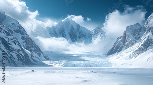Wallpaper Mural Serene Glacier Flowing Through Snowy Mountain Range Torontodigital.ca