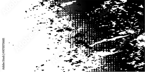 Black and white abstract grunge background with halftone style.