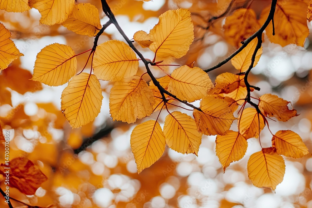 Autumn leaves on branch Autumn leaves on branch