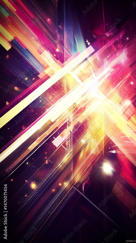 Dynamic color explosion with radiant beams and a vibrant abstract geometric design Dynamic color explosion with radiant beams and a vibrant abstract geometric design