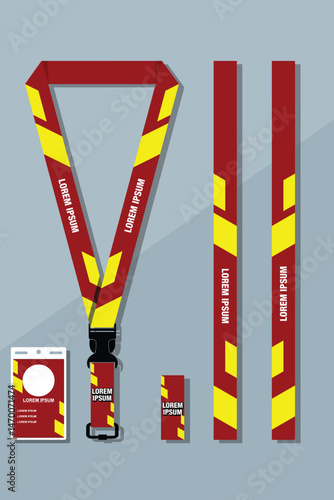 Lanyard Design Template Set for All Company In red Color combinations EPS 10
