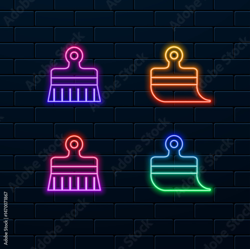 Paint brush icon. neon style. paint brush.