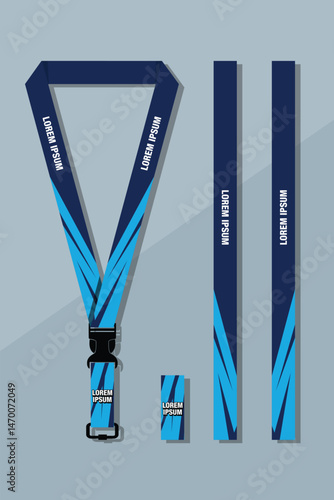 Lanyard Design Template Set for All Company In blue Color combinations EPS 10
