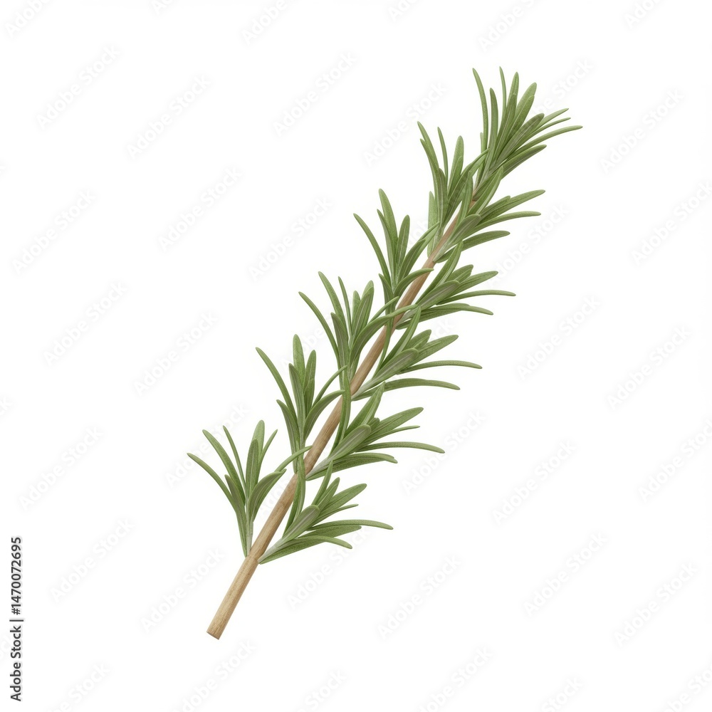 Fototapeta premium Fresh Rosemary Sprig on White Background