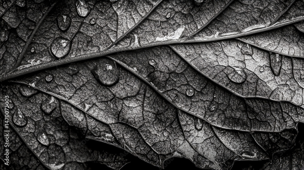 Fototapeta premium Close-up of a leaf with raindrops