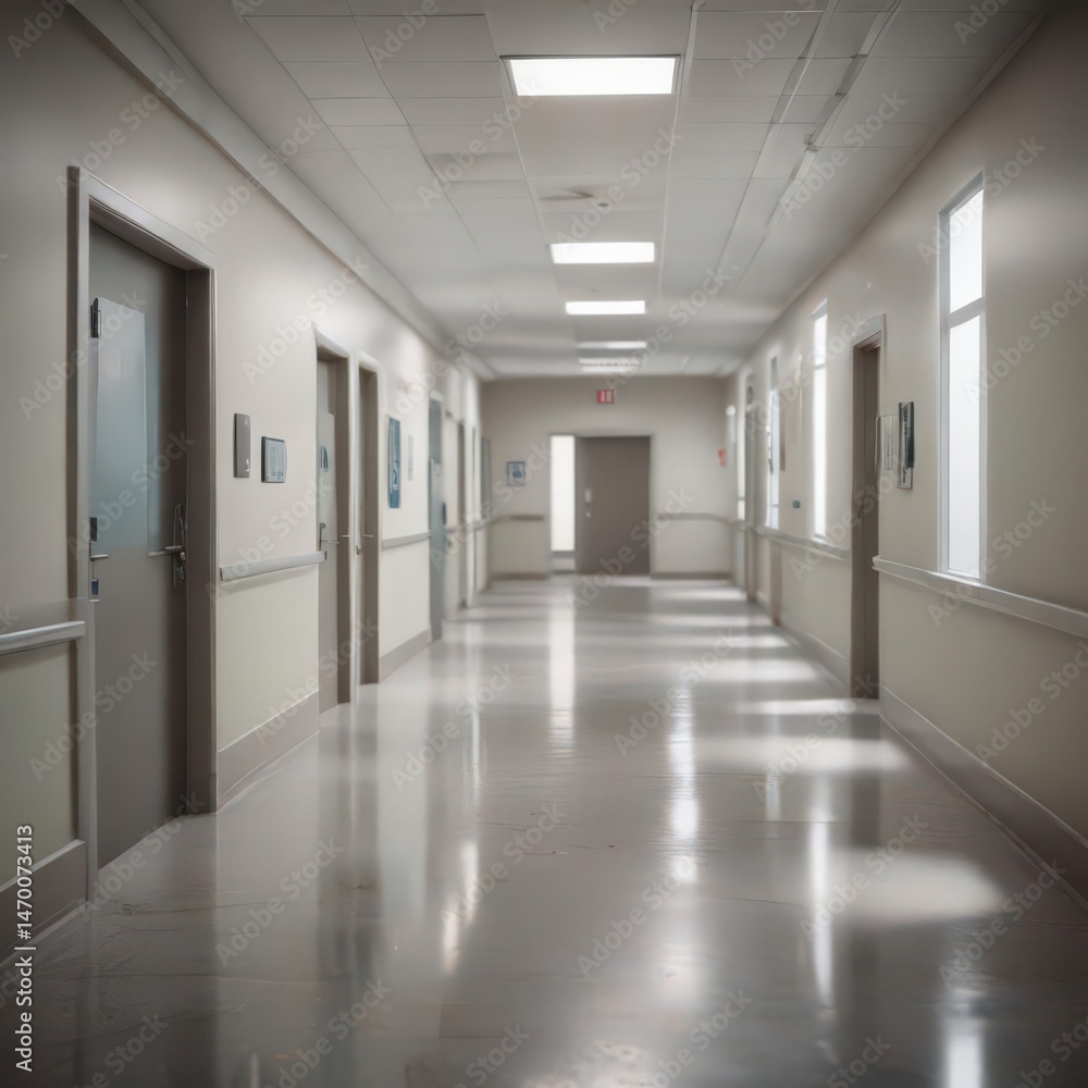 Soft focus background image, hospital corridor, calm atmosphere, space, medical facility, health Soft focus background image, hospital corridor, calm atmosphere, space, medical facility, health