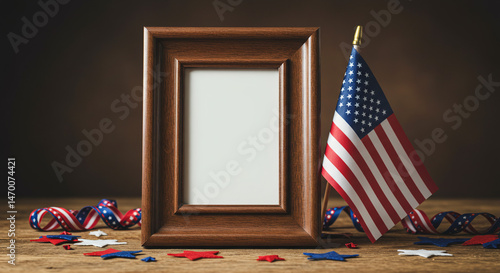 Memorial Day Photo Frame with Flag