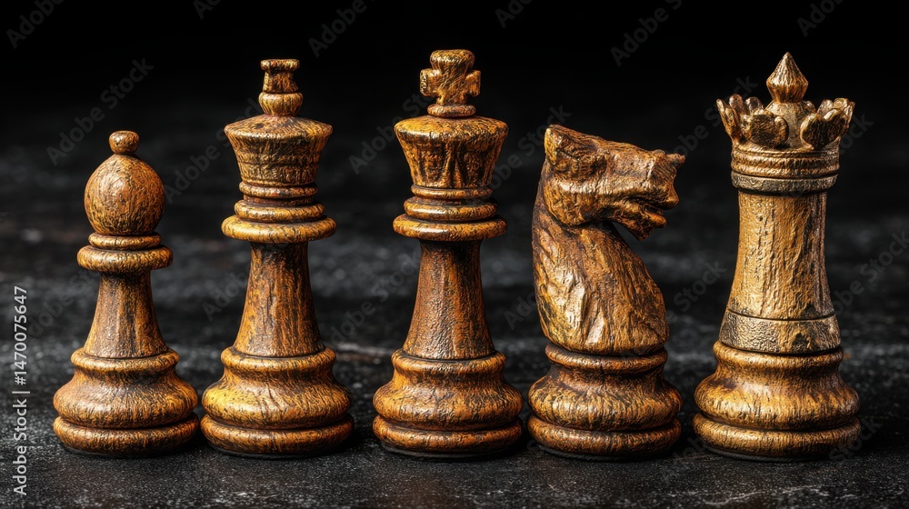 Fototapeta premium Classic chess set displayed on a table illustrating the timeless game of strategy and intellectual competition