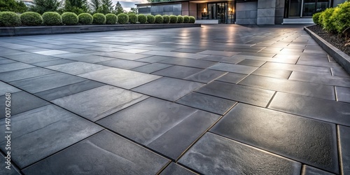 Wallpaper Mural Modern Architectural Paving Stone Design with Subtle Light Reflection and Lush Greenery Torontodigital.ca