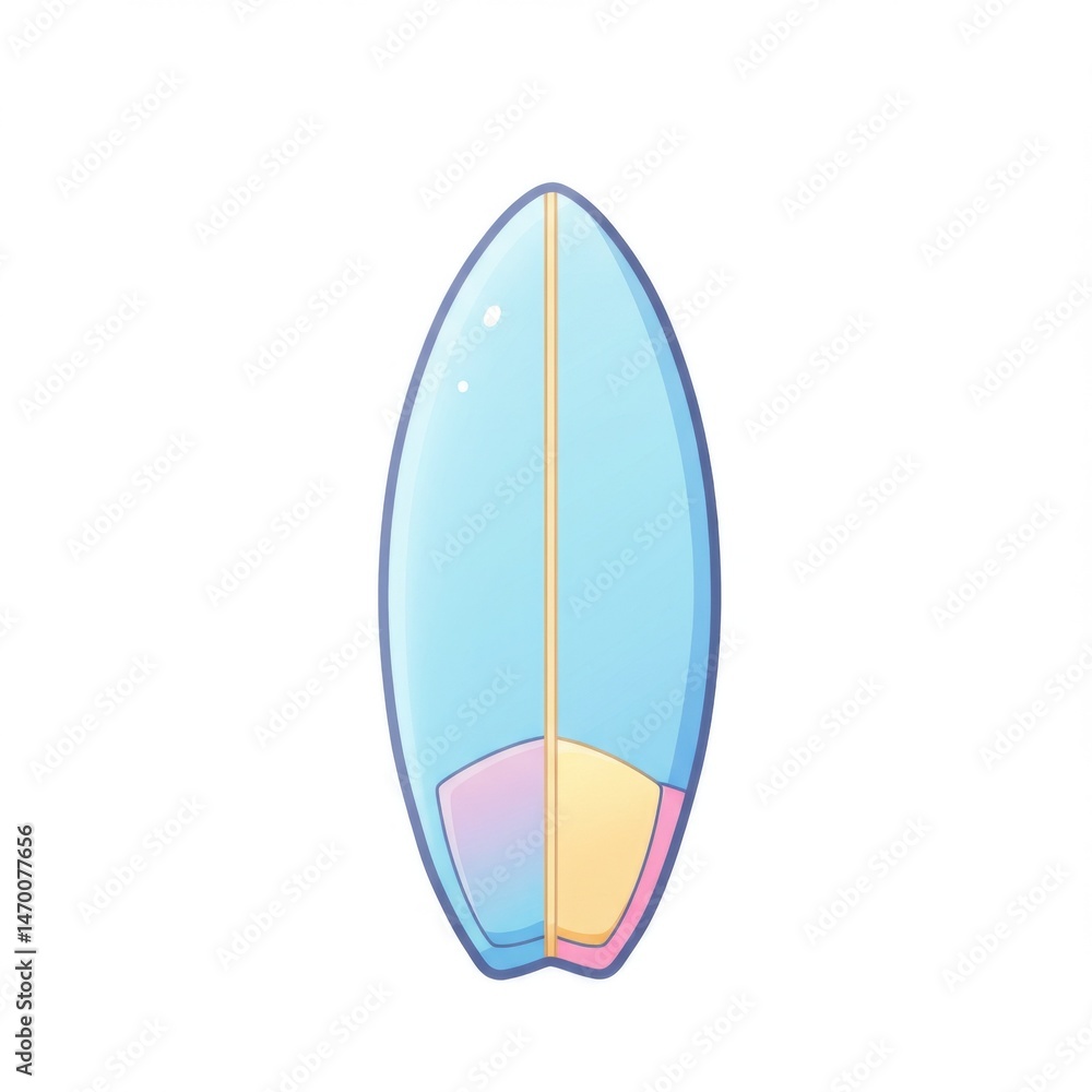 Pastel Blue Surfboard Illustration Pastel Blue Surfboard Illustration