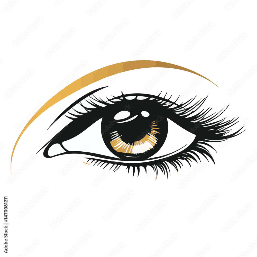 Obraz premium Elegant Eye With Golden Accents Graphic Illustration For Beauty And Fashion Designs