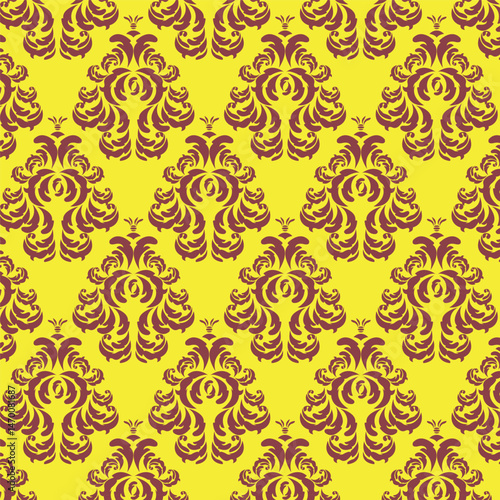 Seamless pattern with damask ornaments. Textured background.