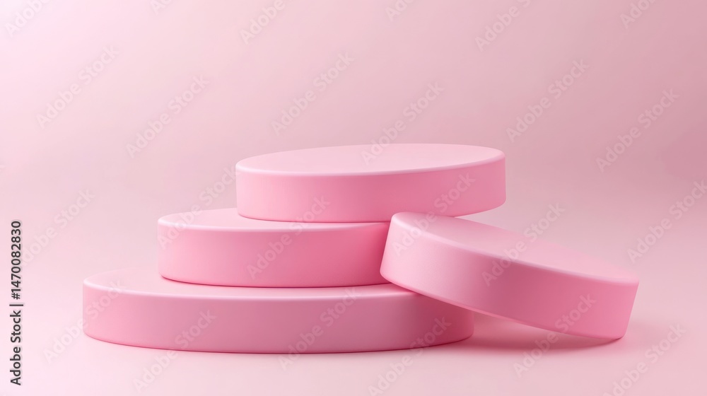 Abstract pink circular podiums Abstract pink circular podiums
