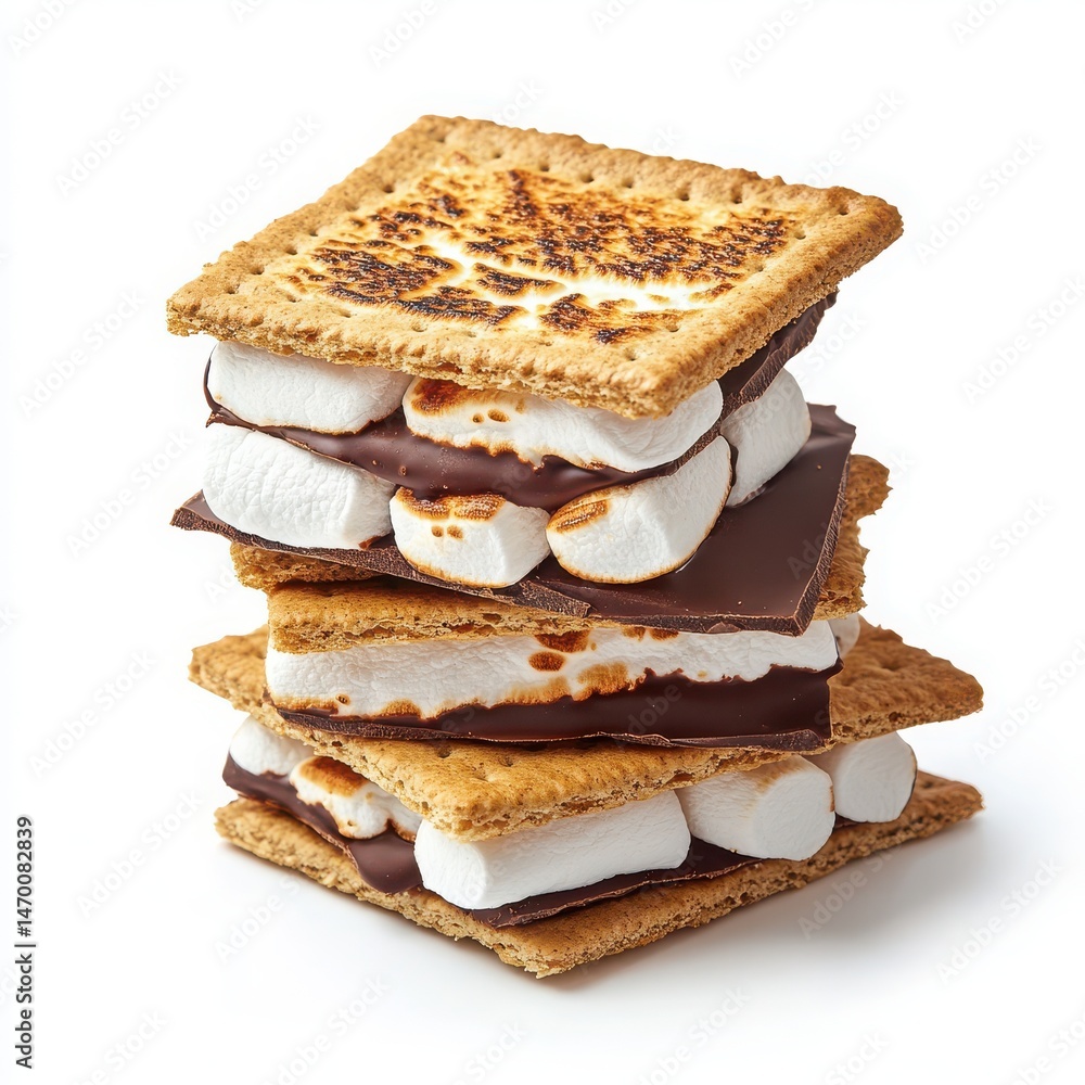 Stacked smores dessert isolated on white background Stacked smores dessert isolated on white background