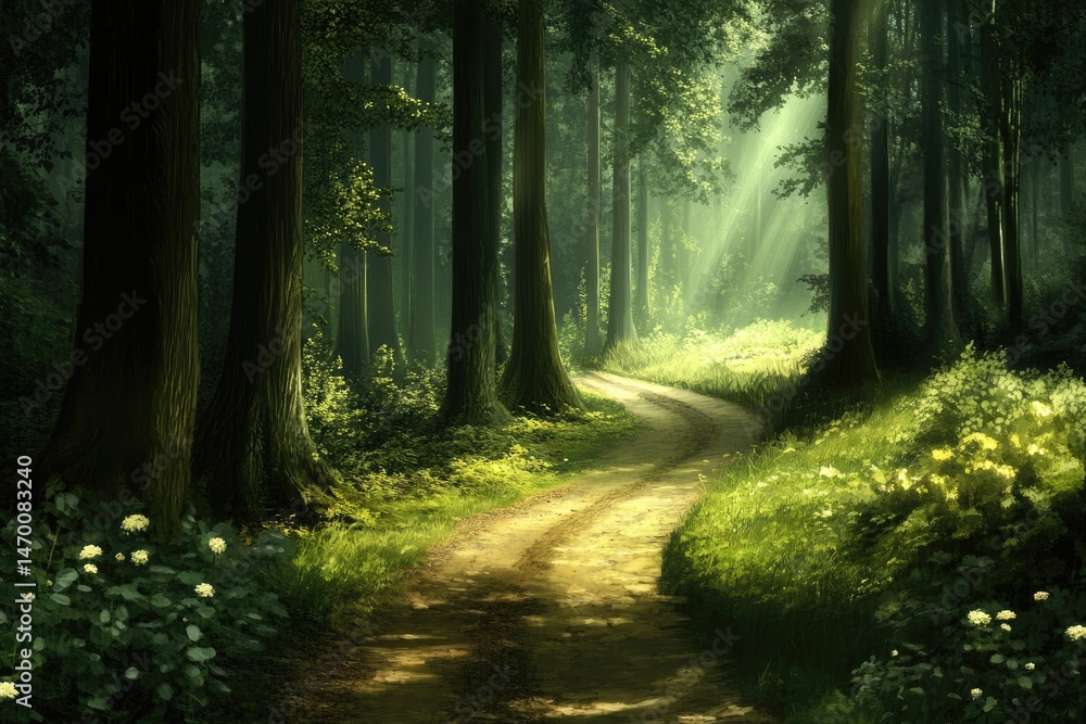 Fototapeta premium Sunlit Forest Path