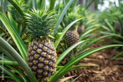 Pineapple Growing in Field