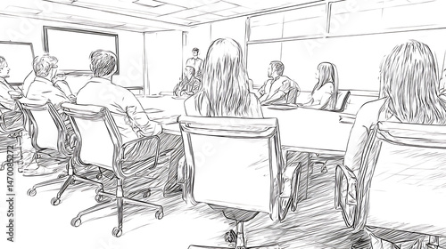 A group of people are sitting in a conference room