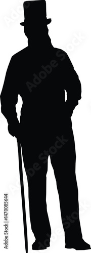 Silhouette of an Elderly Man with Cane – Minimalist Black Figure Representing Old Age, Wisdom, Retirement, Senior Care, and Mobility Support – Simple Design for Medical and Social Concepts