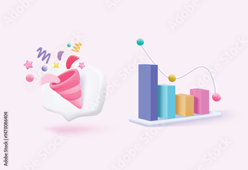 3D vector finance statistic  illustration