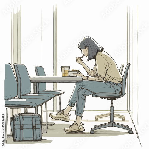 Intern eating lunch 